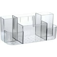 thumbnail image 1 of Nmdmisc 5-Compartment Plastic Cosmetics Storage Organizer | Clear | Rectangular Divided Makeup Bin & Vanity Caddy | Wall Mount Storage Organizer | Round Corner Design(Gray), 1 of 6