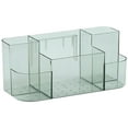 thumbnail image 1 of Nmdmisc 5-Compartment Plastic Cosmetics Storage Organizer | Clear | Rectangular Divided Makeup Bin & Vanity Caddy | Wall Mount Storage Organizer | Round Corner Design(Green), 1 of 6