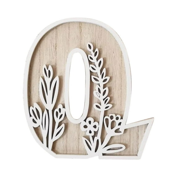 Nmdmisc 5 Inch Wooden Letters for Wall Decor, Flowered Paintable Wooden Nursery Letters for Crafts Wood Alphabet Letter for Birthday Xmas Nursery Name Sign Wedding Home Decoration