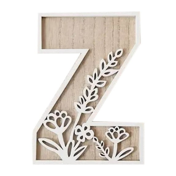Nmdmisc 5 Inch Wooden Letters for Wall Decor, Flowered Paintable Wooden Nursery Letters for Crafts Wood Alphabet Letter for Birthday Xmas Nursery Name Sign Wedding Home Decoration