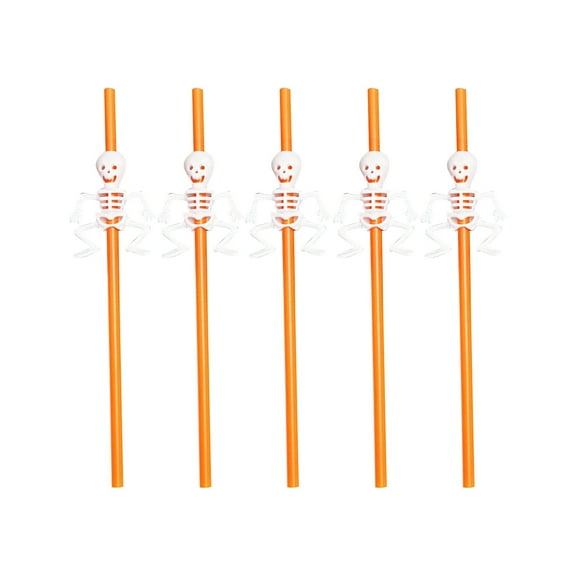 Nmdmisc 5pcs Halloween Straws Plastic Skeleton Straws Reusable Straight Drinking Straws Halloween Party Decoration Supplies for Beverage Bar KTV