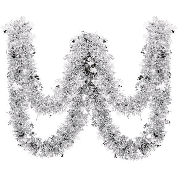 EWSFHUI 6.56 Feet Christmas Tinsel Garland for Christmas Tree Decorations,Silver Tinsel Garland Holiday Decor for Outdoor or Indoor Use,Wedding Birthday Party Supplies
