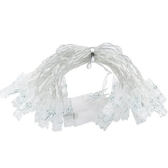 Nmdmisc 60LED Photo Clips String Lights,19.6FT Fairy Starry Lights for Christmas Card Bedroom Wedding Party Hanging Photos Pictures Memos, Warm White