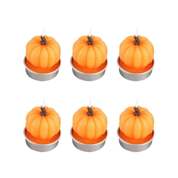 Nmdmisc 6Pcs Halloween Candles Pumpkin Shaped Candle Burning Scented Candles Halloween Pumpkin Tea Lights Candles for Fall Thanksgiving Table Decoration Home Halloween Indoor Party Decor