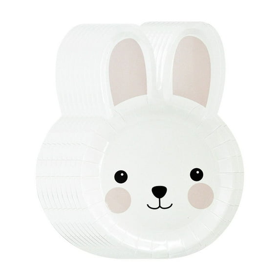 Nmdmisc 8 Pcs Easter Bunny Party Plates Disposable Tableware Bunny Shaped Plates Bunny Dinner Paper Plates Easter Bunny Party Supplies 6.7x9.45 inch