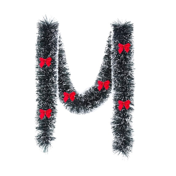 Nmdmisc 9.84 Ft Christmas Garland,Dark Green Frost Tip Garland with Red Bows,Artificial Xmas Garland for Home Indoor Outdoor Christmas Tree Decoration,Holiday Wedding Party Supplies,Red