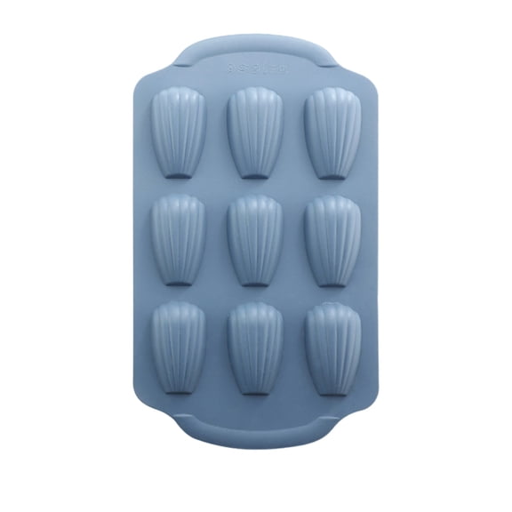 EWSFHUI 9 Cavity Madeleine Pan, Nonstick Silicone Madeleine Molds, Shell Shape Baking Cake Mold Pan(Blue)