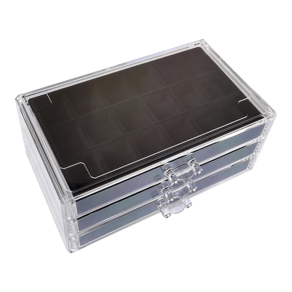 EWSFHUI Acrylic Jewelry Organizer Box with 3 Drawers,Clear Jewelry Boxes for Women Earring Rings Bangle Bracelet and Necklace Holder Storage Velvet Jewelry Display Case -Black