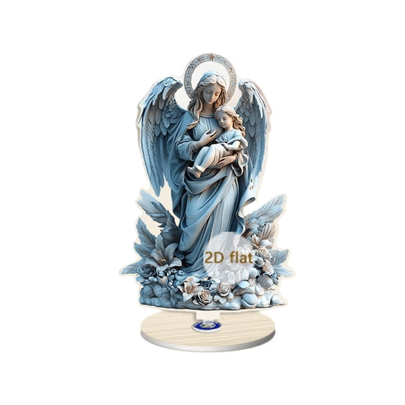 EWSFHUI Angel Holding Baby Decoration,Mom Holding Baby Rotating Small Ornament,2D Acrylic Desktop Ornament,Mother's Day Gift