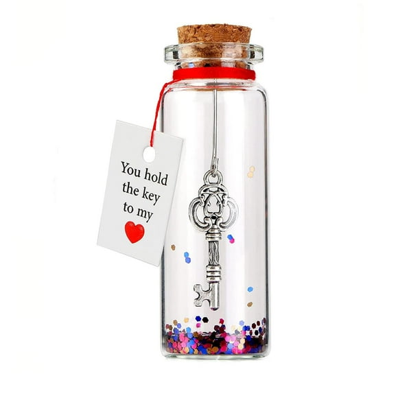 Nmdmisc Anniversary Present for Her & Him on Valentine's Day,Romantic Gift to Boyfriend Girlfriend,Message I Love You Gifts to Wife Husband (Key - You Hold the Key to My Heart,Gift Bottle)