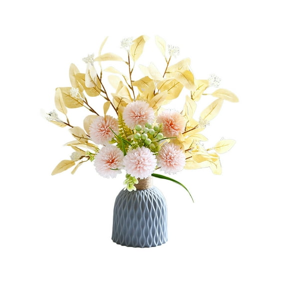 Nmdmisc Artificial Flowers with Vases,Fake Hydrangea with Eucalyptus Bouquet Combination,Living Room Family Banquet Party Wedding Decoration…