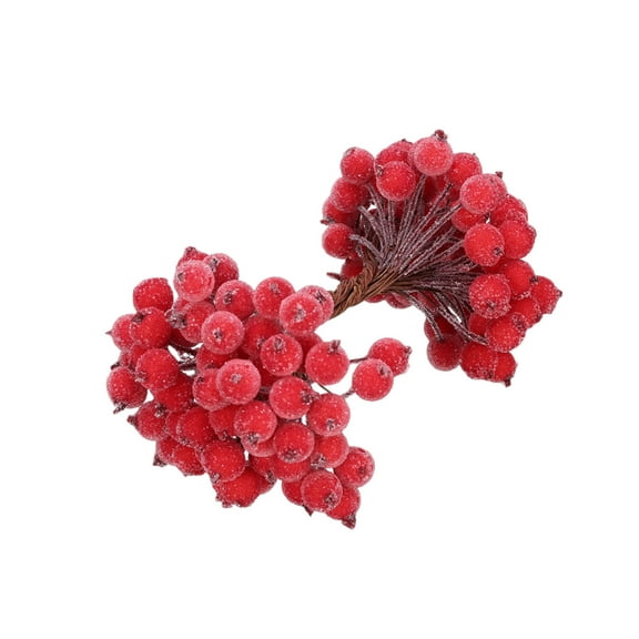 Nmdmisc Artificial Frosted Holly Berries,12mm/0.47" Simulated Mini Christmas Fruit Berry Flower Decor Simulated Small Berries Christmas Tree Wreath Patio Table Decorations,Red