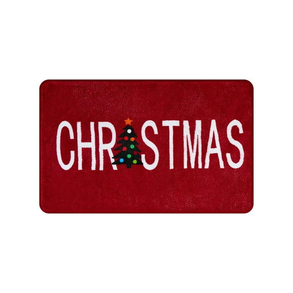 Nmdmisc Bath Mats for Bathroom,Red Christmas Non Slip Bathroom Rugs,Soft Cute Small Washable Bath Rugs,Winter Door Mat for Shower Bathtub Decor Indoor Entry Home Holiday Decorations 16x24 Inch