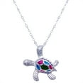 thumbnail image 1 of Nmdmisc Beautiful Hawaiian Opal Sea Turtle Necklace, Sterling Silver Blue Opal Turtle Pendant,Valentine's Day Gift for Her -Multicolor, 1 of 5