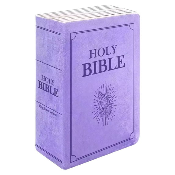 Nmdmisc Bible Pillow Book Plush That Opens,Bible Pillow,Faith Bible Pillow,Book Shape Bible Verse Pillow,New Christian Decorative Pillow (Purple)
