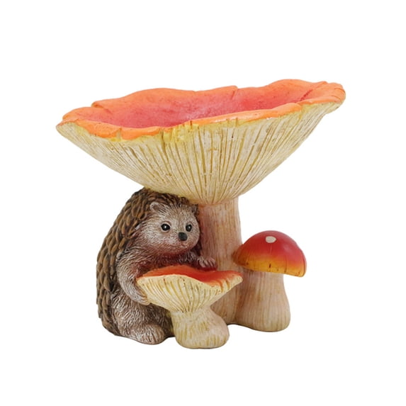 Nmdmisc Bird Feeder,Mushroom Hedgehog Resin Bird Feeder Garden Decoration