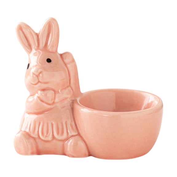 EWSFHUI Ceramic Egg Cup, Ceramic Rabbit Egg Cup Creative Ceramic Bunny Egg Cup Holder for Soft Boiled Egg Home Decor Kitchen Utensils Easter Bunny Egg Stand Decoration (Pink)