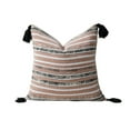 thumbnail image 1 of Nmdmisc Chenille Striped Textured Boho Throw Pillow Covers Aesthetic with Tassels Woven Decorative Pillow Case for Couch Bed Sofa Bedroom Modern Funky 18 x 18-Inch, 1 of 6