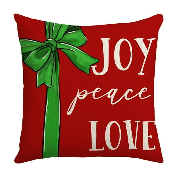 Nmdmisc Christmas Believe Noel Decorative Throw Pillow Covers 18x18,Xmas Ornament Jingle Bell Red Patio Outdoor Pillowcase,Joy Peace Love Snowflake Winter Holiday Cushion Case Home Decor