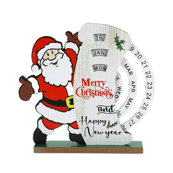 Nmdmisc Christmas Calendar,6.5"X7.9" Vintage Wooden Desk Calendar,Keep Track of Dates,Days,and Months,Interactive Design for Mindfulness in Routine,with Circular Dial To Set Dates (Santa Claus)