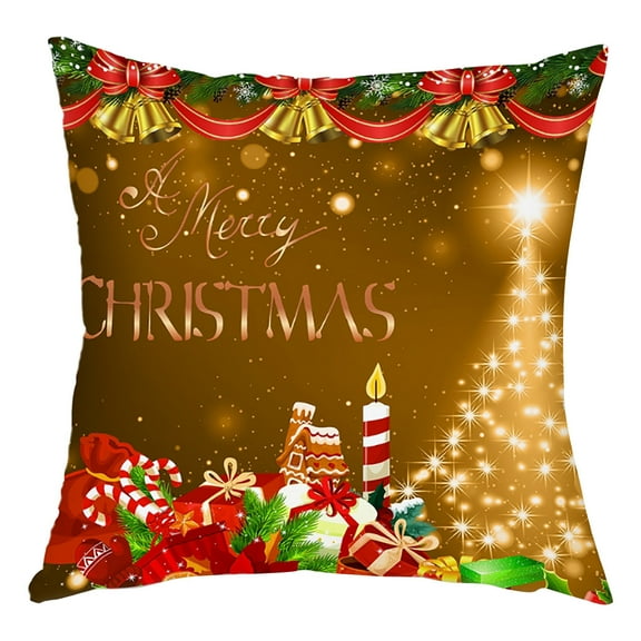 Nmdmisc Christmas Pillow Covers 18"x18" Merry Christmas Pillow Cases Christmas Velvet Throw Pillow Covers Red Gold Xmas Holiday Pillow Covers Outdoor Couch Sofa Cushion Covers for New Year