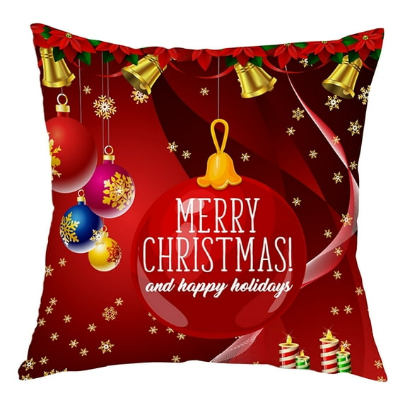 Nmdmisc Christmas Pillow Covers 18"x18" Merry Christmas Pillow Cases Christmas Velvet Throw Pillow Covers Red Gold Xmas Holiday Pillow Covers Outdoor Couch Sofa Cushion Covers for New Year