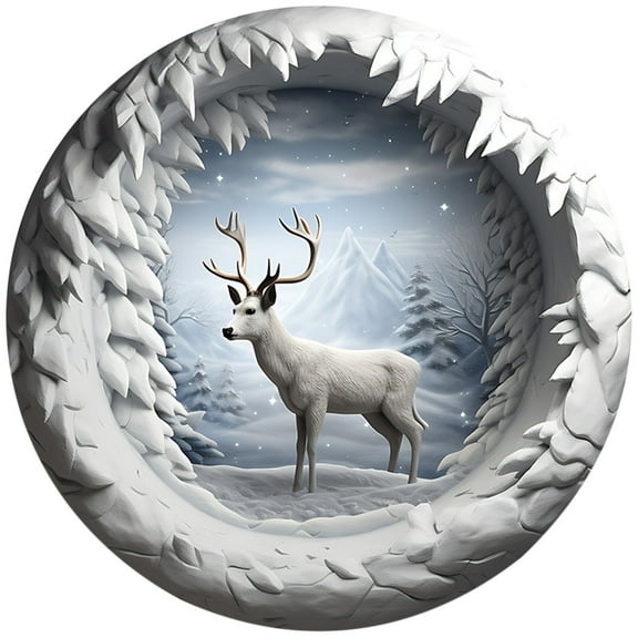 Nmdmisc Christmas Reindeer Round Acrylic Flat Pendant,Christmas Tree Decorations Reindeer Hanging Ornament,Christmas Festive Tree Car Wall Decorations for Christmas Party Scene Layout