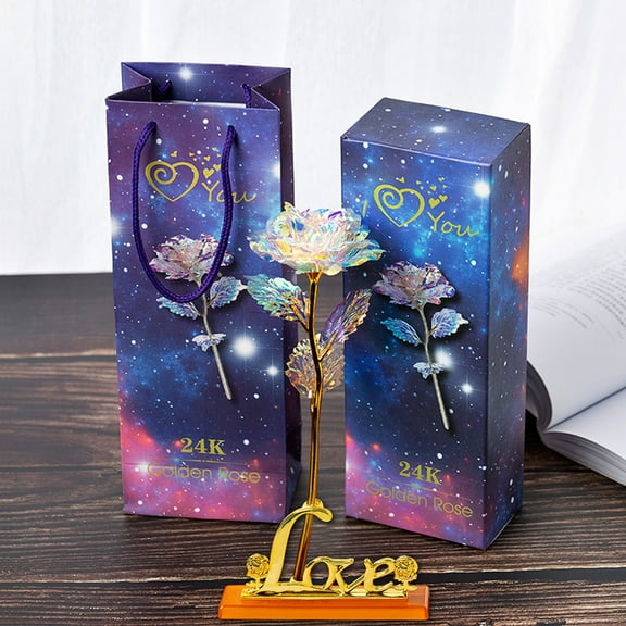 Nmdmisc Christmas Romantic Rose Gifts for Her with Love Stand,Birthday Gifts for Women,Rainbow Eternal Rose Flower Gifts for Mom,Wife,Friend,Grandma,Anniversary,Thanksgiving,Valentines,Mothers Day