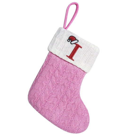 Nmdmisc Christmas Stockings,Knitted Hosiery Wool Hosiery Embroidered Letter Stockings,Children's Candy Gift Bag Christmas Stocking Gift Bag Christmas Decor (Pink)