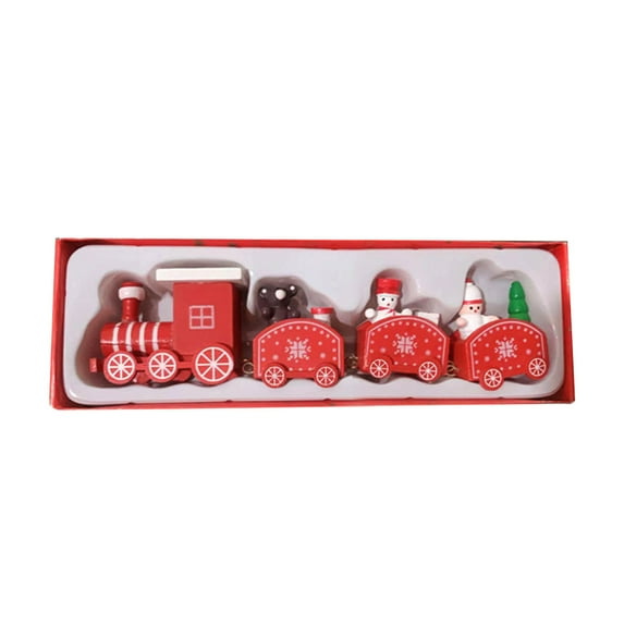 Nmdmisc Christmas Train Painted Wooden Christmas Decoration Mini Christmas Tree Train Christmas Decorations Wood Train Decor for Xmas Table Top Ornament for Festival Party Decor (Red)