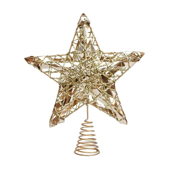 EWSFHUI Christmas Tree Topper, Gold Glitter Hollow Star Tree Topper for Christmas Tree Party Holiday Decorations (Gold)