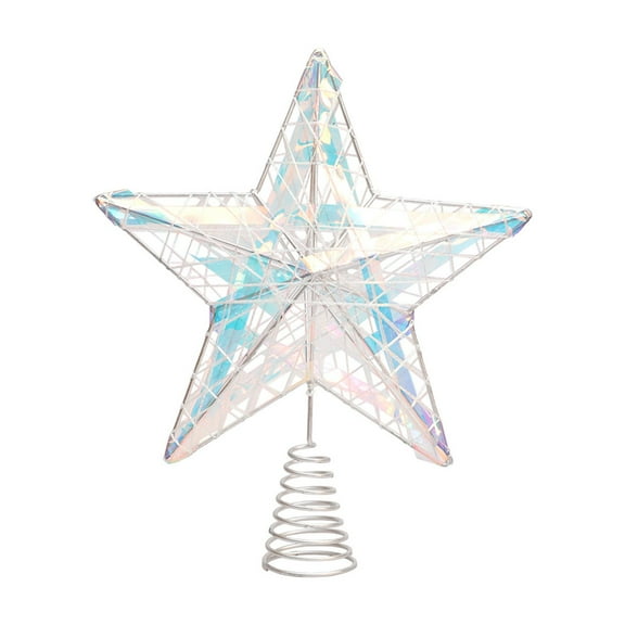 EWSFHUI Christmas Tree Topper, Gold Glitter Hollow Star Tree Topper for Christmas Tree Party Holiday Decorations (White)
