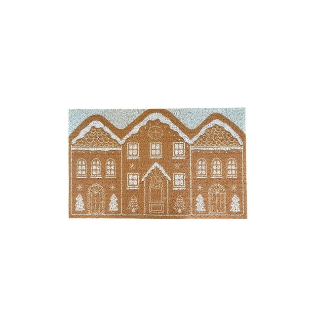 Nmdmisc Christmas Welcome Mat Outdoor Natural Coir Non Slip Doormat & Porch Décor, 16"x24", Gingerbread House (Brown,S)