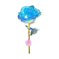 Nmdmisc Colorful Luminous Rose Flower with Love Stand Unique Rose Gifts for Mother's Day Wedding Anniversary Girl's Birthday Christmas and Valentine's Day (Blue)
