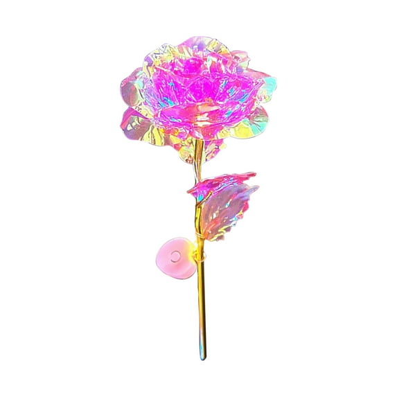 Nmdmisc Colorful Luminous Rose Flower with Love Stand Unique Rose Gifts for Mother's Day Wedding Anniversary Girl's Birthday Christmas and Valentine's Day (Pink)