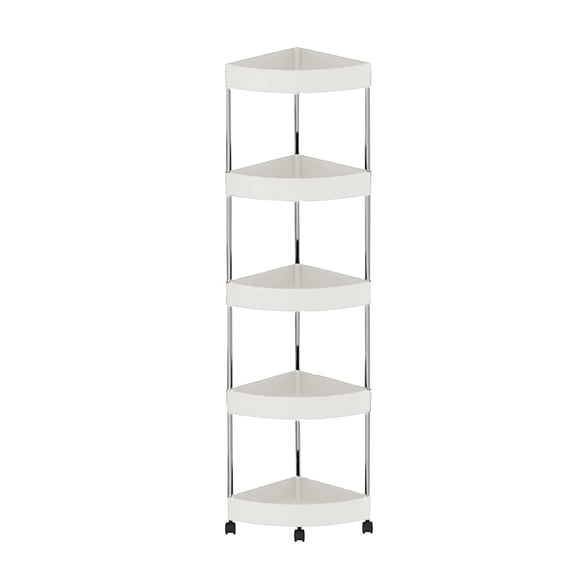Nmdmisc Corner Shower Caddy,5-Tiers Rotating Shower Organizer Shelves Stand,Large Floor Bath Shelf Holder Rack Storage for Home Bathroom Kitchen Decor, White