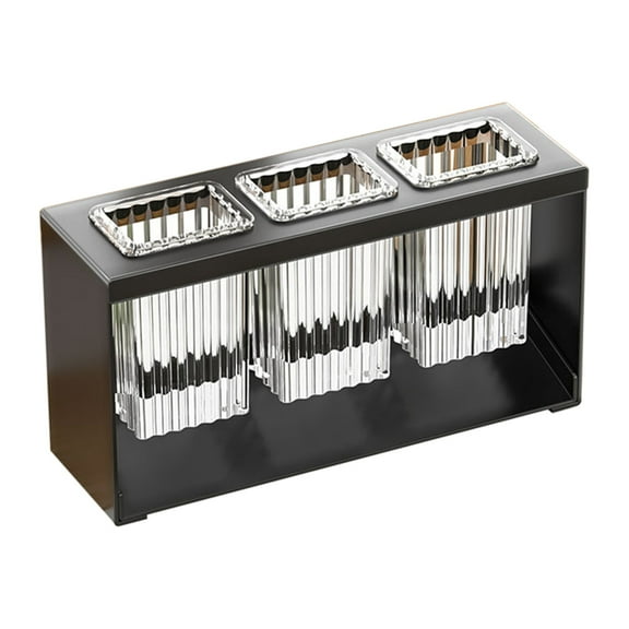 Nmdmisc Countertop Cutlery Drying Holder Cutlery Drainer Tableware Holder Box Tabletop Separated 3 Cups Fork Chopstick Kitchen Storage Cutlery Utensil Organizer (Black)