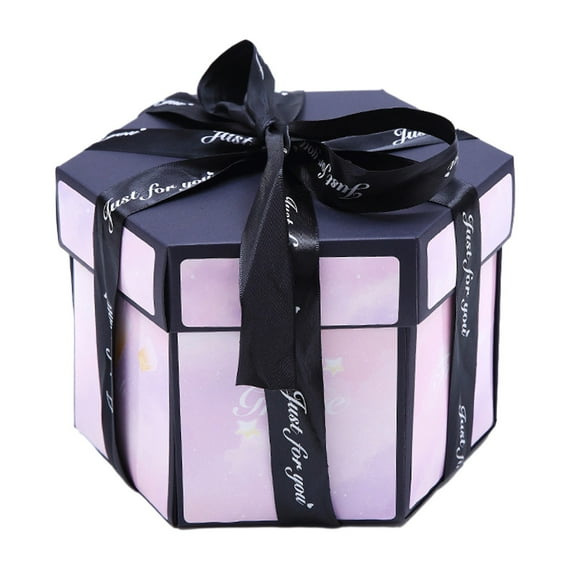 Nmdmisc Creative Surprise Explosion Gift Box,DIY Scrapbooking Set,Scrapbook DIY Handmade Photo Album Box with 6 Faces for Birthday Anniversary Valentine Day Wedding Proposal Engagement Gifts,Pink