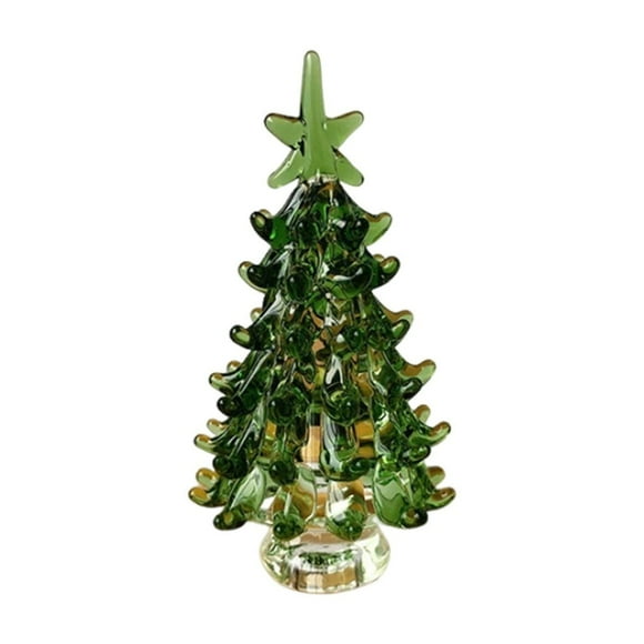 Nmdmisc Crystal Christmas Tree Figurines,Mini Glass Christmas Tree Figurine,Glass Figurine Decoration,Christmas Tree Statues Decor for Xmas Window Tabletop Mantel