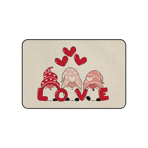 Nmdmisc Cute Gnome Love Non-Slip Area Rug Sweet Valentines Day Floor Carpet Comfort Floor Mats Decor for Indoor Front Porch,Living Room, Bedroom,Kitchen (31.5" * 19.7")