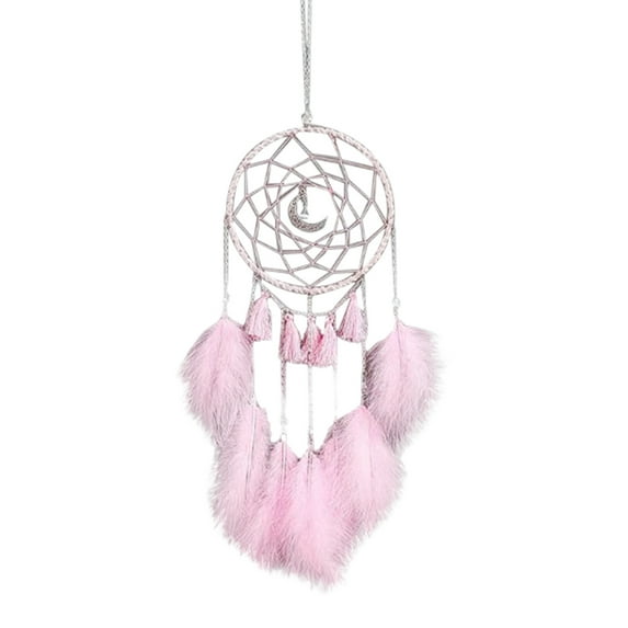 Nmdmisc Dream Catchers,Room Nursery Decor for Girls Boys,Handmade Feather Wall Decor with Lights,Home Ornaments Craft Gift for Bedroom -Pink