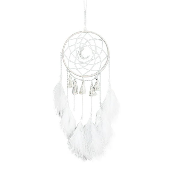 Nmdmisc Dream Catchers,Room Nursery Decor for Girls Boys,Handmade Feather Wall Decor with Lights,Home Ornaments Craft Gift for Bedroom -White