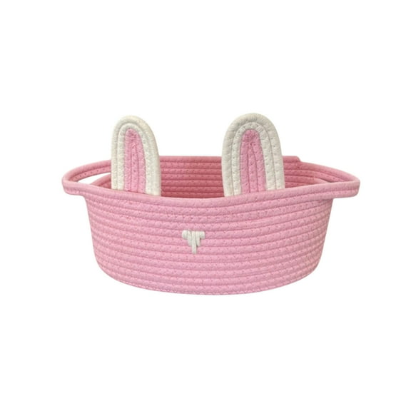Nmdmisc Easter Basket for Boys Girls Easter Bunny Basket with Rabbit Ears, Easter Egg Hunting Basket Easter Baskets for Children Kids Babies First Easter Gifts Pink 12.2*8.2*5.1 in