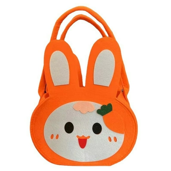 Nmdmisc Easter Bunny Basket Bag Rabbit Bucket Tote for Easter Egg Hunts Easter Decors Candy Gift Basket Orange 8"