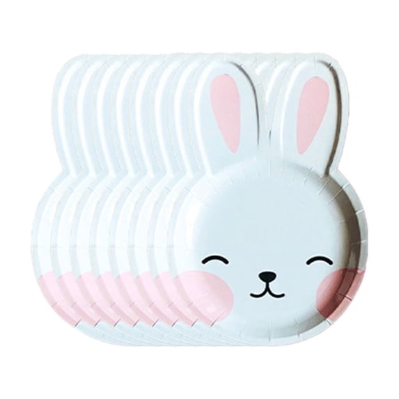 EWSFHUI Easter Bunny Plates - 8pcs 7" Biodegradable Rabbit Party Paper Plates for Cakes,Dessert,Snack,Fruits,Kids Birthday,Baby Shower,Spring Event Decor