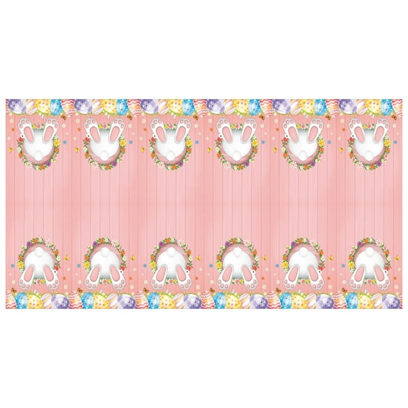 Nmdmisc Easter Bunny Tablecloths-Pink Easter Egg Bunny Rectangular Plastic Table Covers Spring Rabbit Table Decorations,108 * 54 in