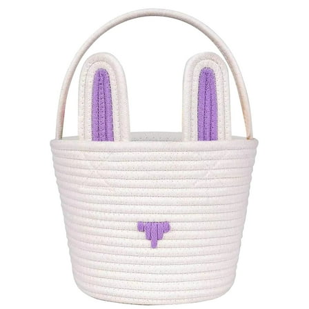 Nmdmisc Easter Gift Basket Empty with Gift Bags and Ribbons, Easter Bunny Basket, Small Woven Rope Storage Bins for Organizing