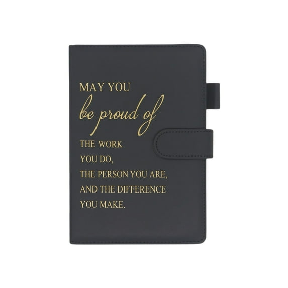 Nmdmisc Employee Appreciation Gifts Inspirational A5 Leather Journal Notebook with Motivational Pen for Teachers Nurse Coworkers Staff Volunteer Team Management Thank You Gifts(Black)