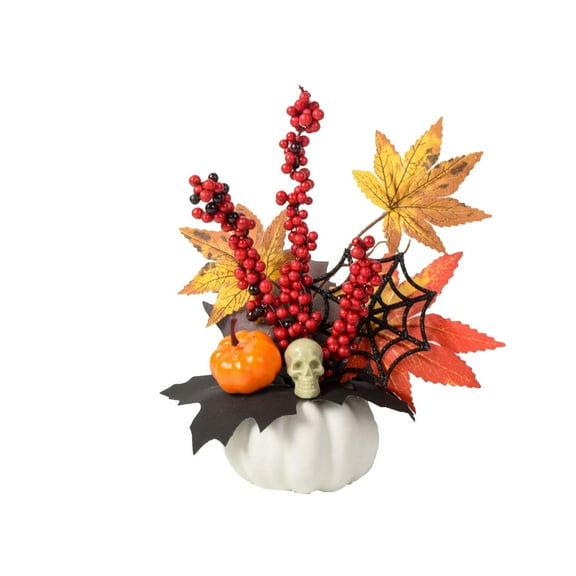 Nmdmisc Fall Artificial Pumpkin Table Centerpiece Autumn Pumpkin Floral Arrangement with Maple Leaves Berries Pine Cone Sunflower for Thanksgiving Harvest Farmhouse Home Tabletop Decoration
