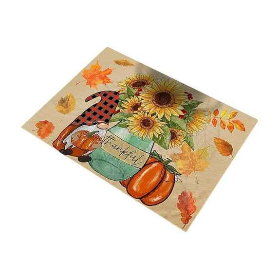 Nmdmisc Fall Placemats,Hello Fall Pumpkin Maple Leaves Gnomes Placemats Dining Table 12 x 18 Inch Seasonal Autumn Harvest Holiday Rustic Vintage Thanksgiving Table Mats